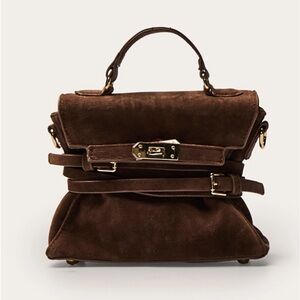 PrettyLittleThing Chocolate Suede Crossbody Bag